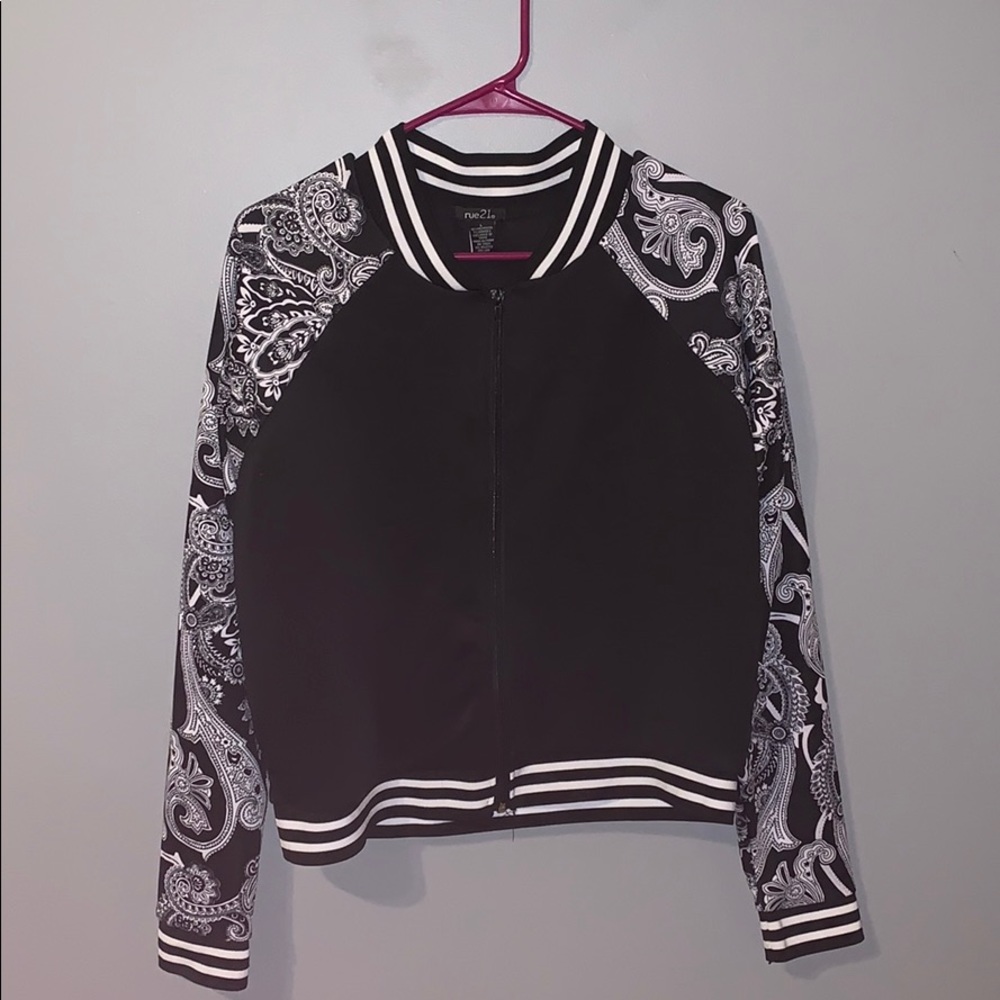 Black designed zip up